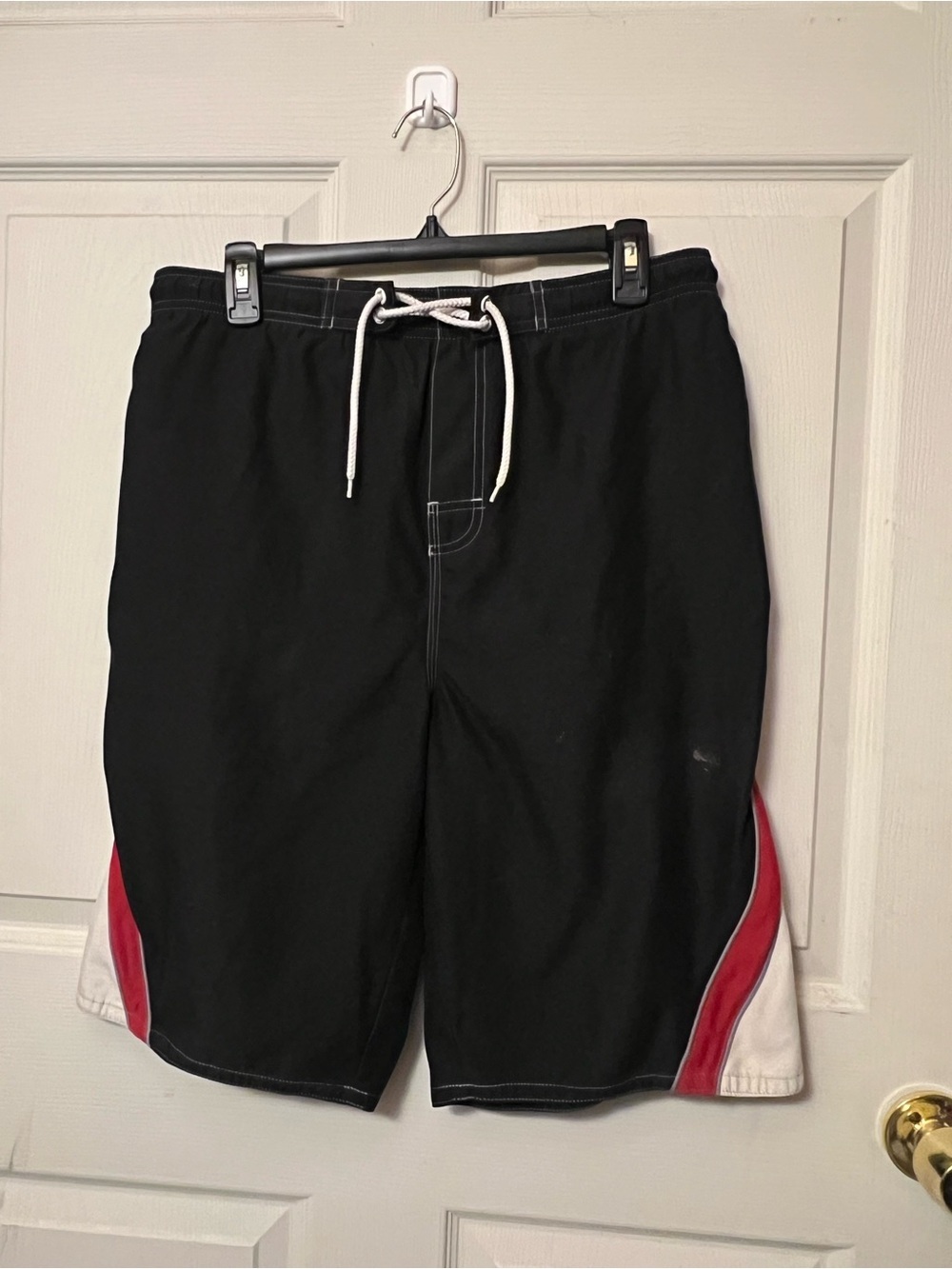Islander Red Waistband Black Swim Trunks